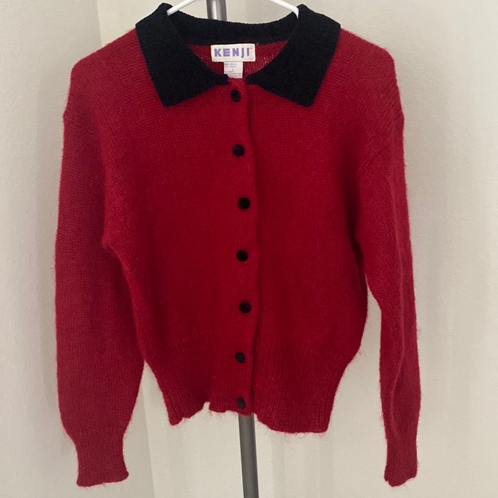 Vintage fur collar cardigan